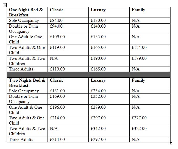 room rates